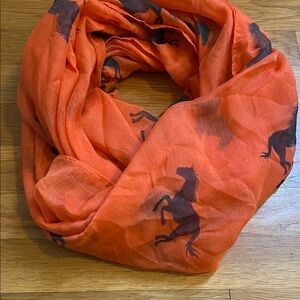 Orange Scarf with Horse Print